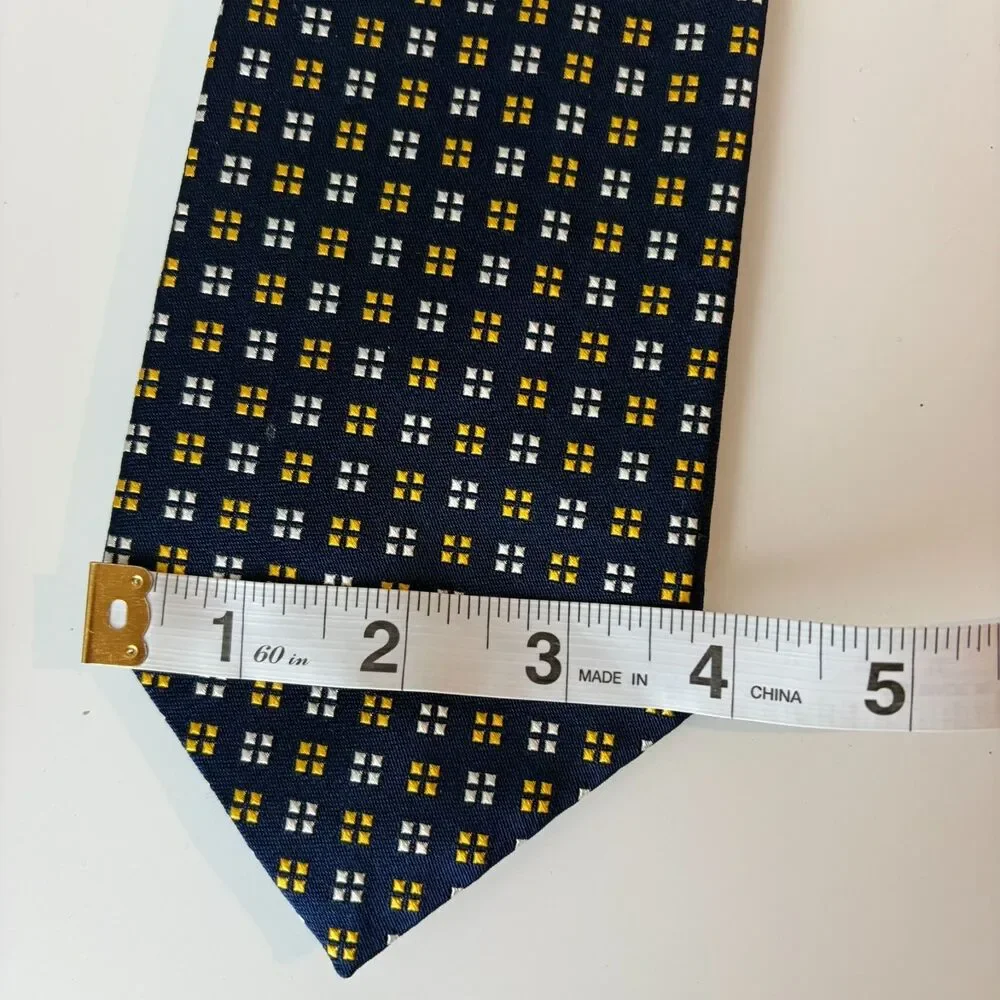 Brooks Brothers Tie Silk Navy Geometric England Fabric USA Made Classic Formal‎